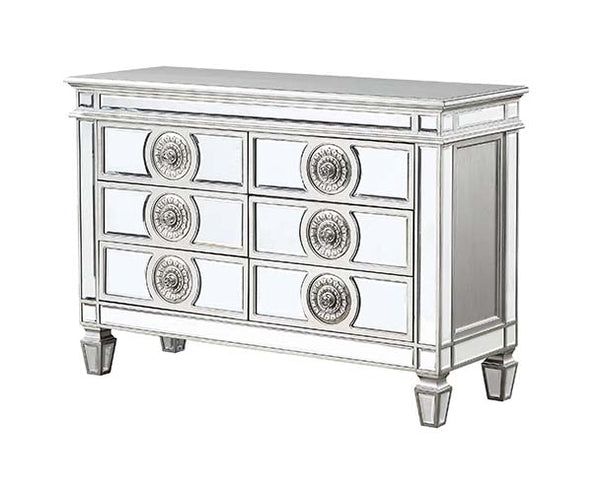ACME Varian Mirrored & Antique Platinum Server Model 66159