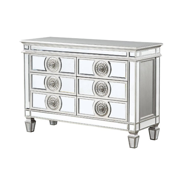 ACME Varian Mirrored & Antique Platinum Server Model 66159