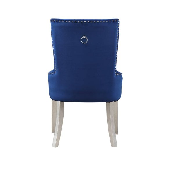 ACME Varian Blue Fabric & Antique Platinum Side Chair (1Pc) Model 66162