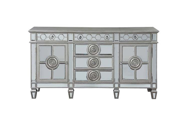 ACME Varian Mirrored & Antique Platinum Server Model 66164