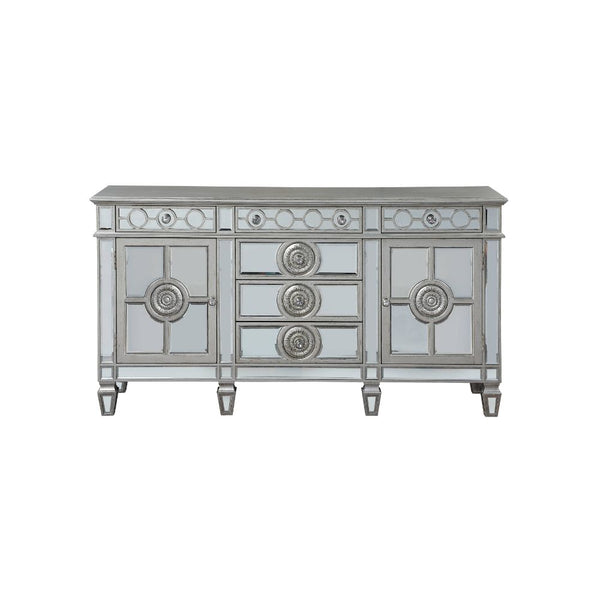 ACME Varian Mirrored & Antique Platinum Server Model 66164