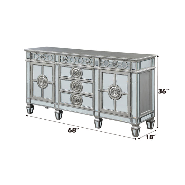 ACME Varian Mirrored & Antique Platinum Server Model 66164