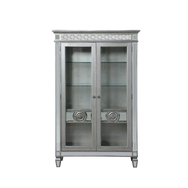 ACME Varian Mirrored & Antique Platinum Curio Model 66166