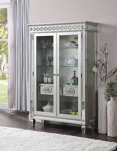 ACME Varian Mirrored & Antique Platinum Curio Model 66166