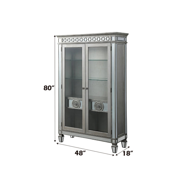 ACME Varian Mirrored & Antique Platinum Curio Model 66166