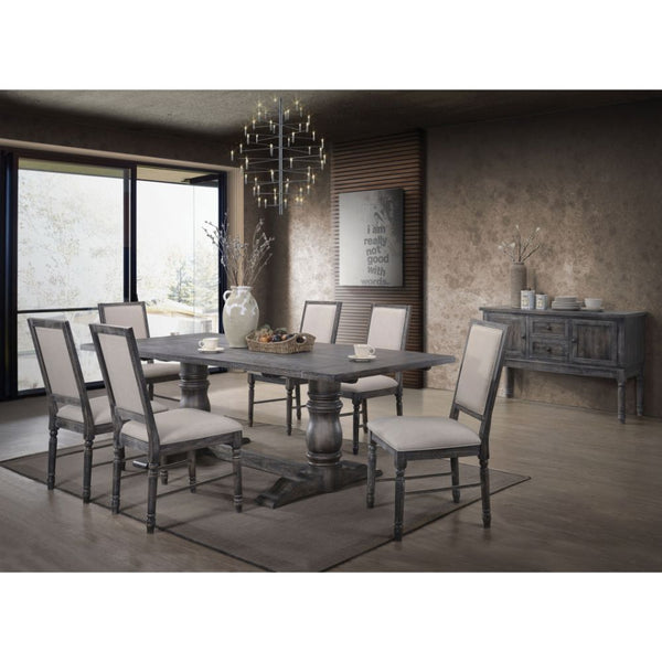 ACME Leventis Weathered Gray Dining Table Model 66180