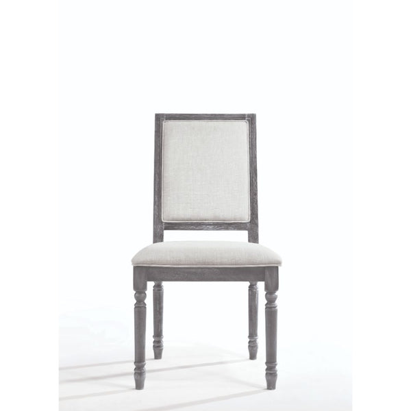 ACME Leventis Cream Linen & Weathered Gray Side Chair (Set-2) Model 66182