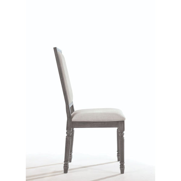ACME Leventis Cream Linen & Weathered Gray Side Chair (Set-2) Model 66182