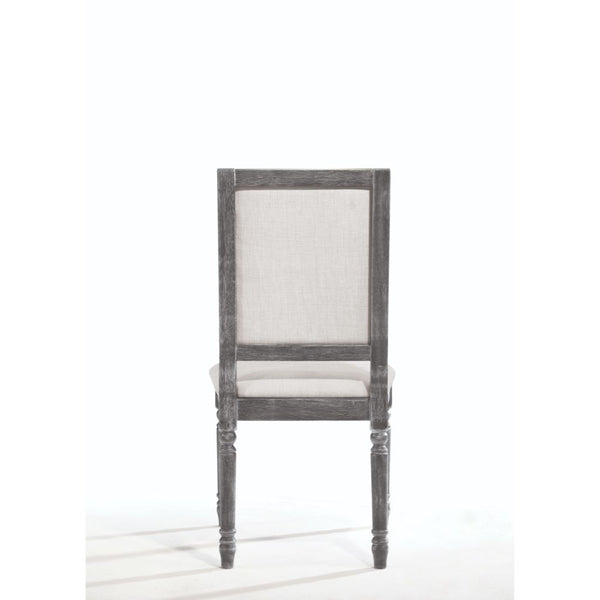 ACME Leventis Cream Linen & Weathered Gray Side Chair (Set-2) Model 66182