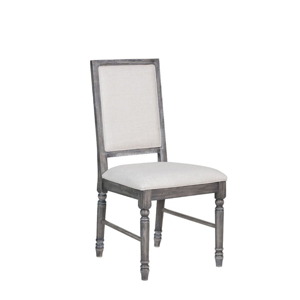 ACME Leventis Cream Linen & Weathered Gray Side Chair (Set-2) Model 66182
