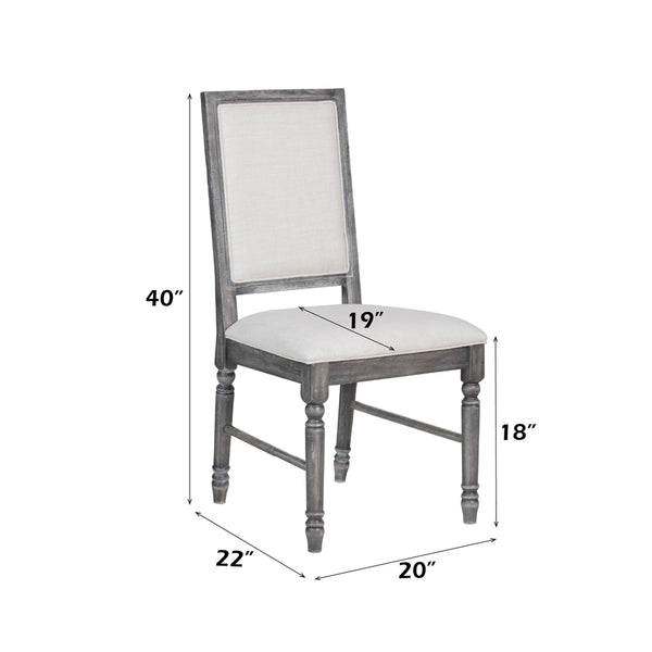 ACME Leventis Cream Linen & Weathered Gray Side Chair (Set-2) Model 66182