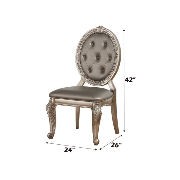 ACME Northville Synthetic Leather & Antique Silver Side Chair (Set-2) Model 66922