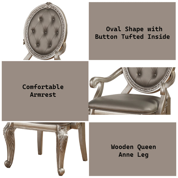 ACME Northville Synthetic Leather & Antique Silver Arm Chair (Set-2) Model 66923