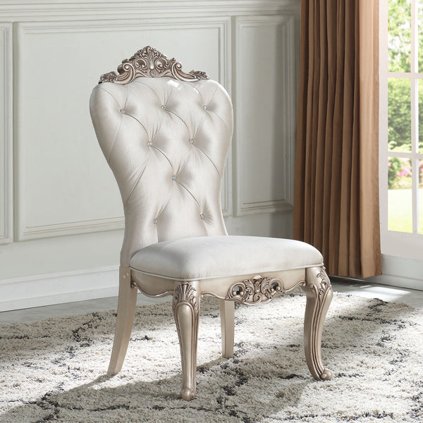 ACME Gorsedd Cream Fabric & Golden Ivory Side Chair (Set-2) Model 67442
