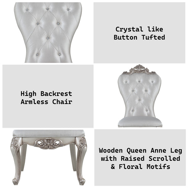 ACME Gorsedd Cream Fabric & Golden Ivory Side Chair (Set-2) Model 67442