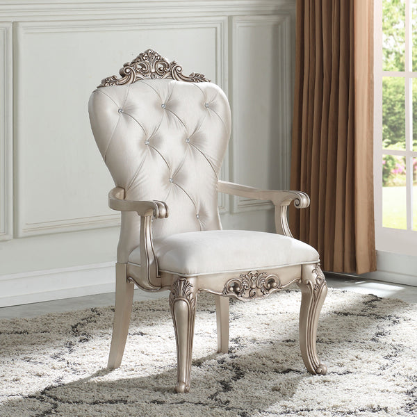 ACME Gorsedd Cream Fabric & Golden Ivory Arm Chair (Set-2) Model 67443