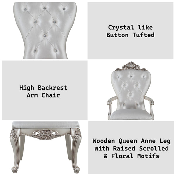 ACME Gorsedd Cream Fabric & Golden Ivory Arm Chair (Set-2) Model 67443