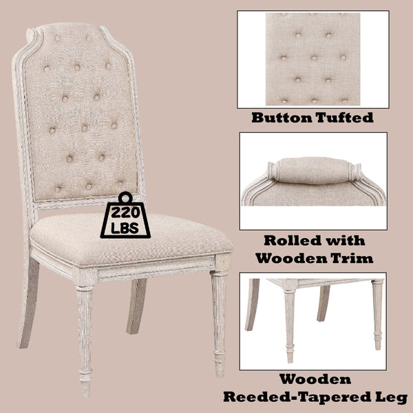 ACME Wynsor Fabric & Antique Champagne Side Chair (Set-2) Model 67532