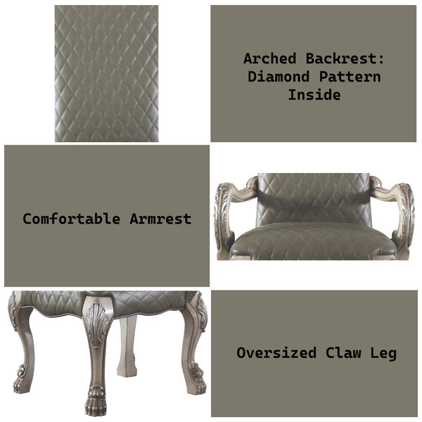 ACME Dresden Vintage Bone White & Synthetic Leather Arm Chair (Set-2) Model 68173