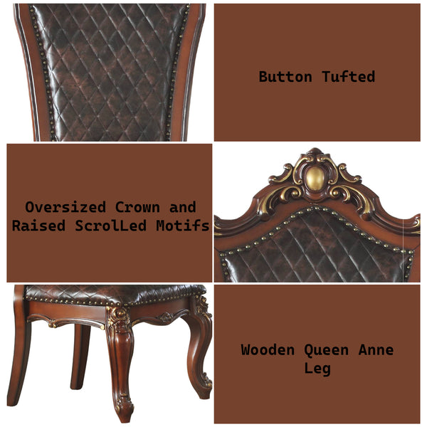 ACME Picardy Honey Oak & Synthetic Leather Side Chair (Set-2) Model 68222