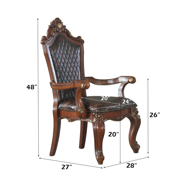 ACME Picardy Honey Oak & Synthetic Leather Arm Chair (Set-2) Model 68223