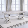 ACME Zander White Engineered Stone & Mirrored Silver Dining Table Model 68250