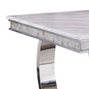 ACME Zander White Engineered Stone & Mirrored Silver Dining Table Model 68250
