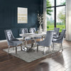 ACME Zander White Engineered Stone & Mirrored Silver Dining Table Model 68250
