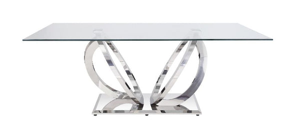 ACME Finley Clear Glass & Mirrored Silver Dining Table Model 68260