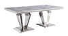 ACME Satinka Light Gray Engineered Stone & Mirrored Silver Dining Table Model 68265