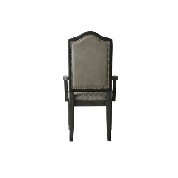 ACME House Beatrice Two Tone Gray Fabric & Charcoal Arm Chair (Set-2) Model 68813