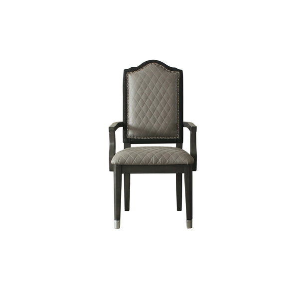 ACME House Beatrice Two Tone Gray Fabric & Charcoal Arm Chair (Set-2) Model 68813