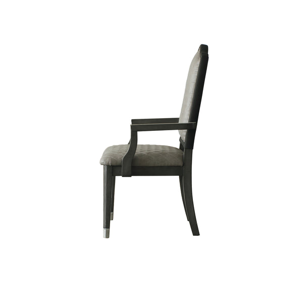 ACME House Beatrice Two Tone Gray Fabric & Charcoal Arm Chair (Set-2) Model 68813