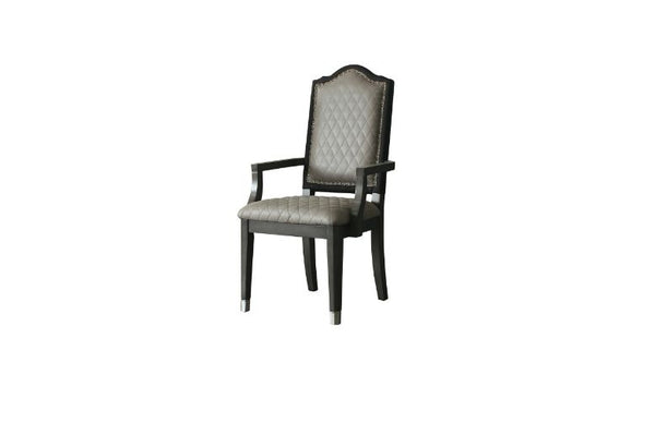 ACME House Beatrice Two Tone Gray Fabric & Charcoal Arm Chair (Set-2) Model 68813