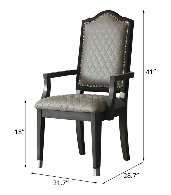 ACME House Beatrice Two Tone Gray Fabric & Charcoal Arm Chair (Set-2) Model 68813