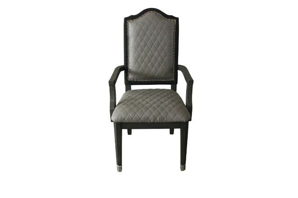 ACME House Beatrice Two Tone Gray Fabric & Charcoal Arm Chair (Set-2) Model 68813