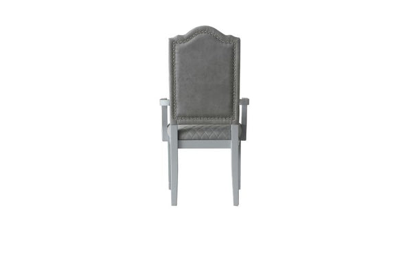 ACME House Marchese Two Tone Gray Fabric & Pearl Gray Arm Chair (Set-2) Model 68863
