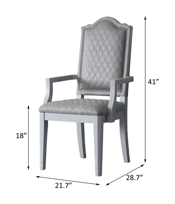 ACME House Marchese Two Tone Gray Fabric & Pearl Gray Arm Chair (Set-2) Model 68863