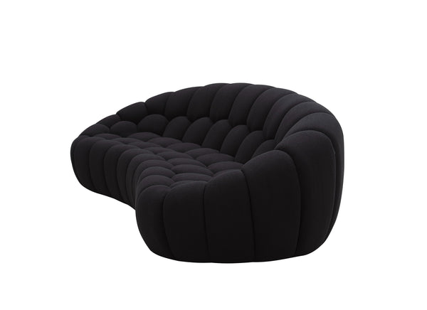 Divani Casa Yolonda Modern Curved Black Fabric Sofa Model VGEV-2126C-SOFA-BLK