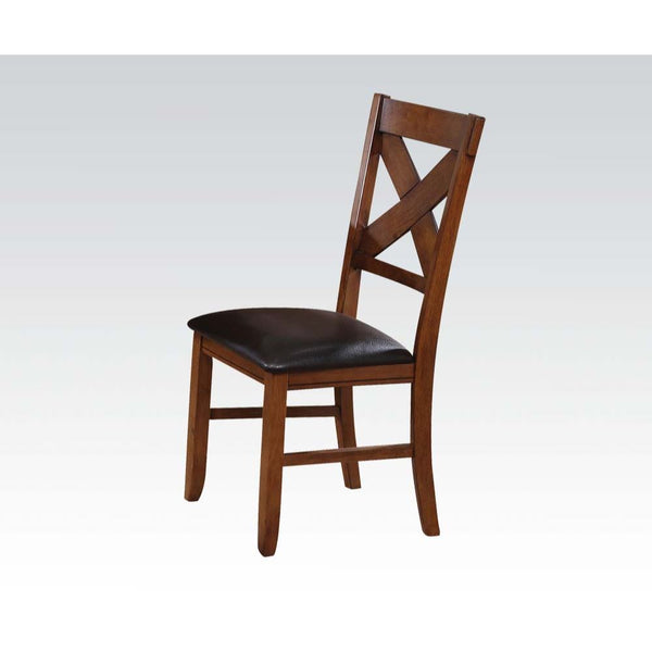 ACME Apollo Espresso Synthetic Leather & Walnut Side Chair (Set-2) Model 70003