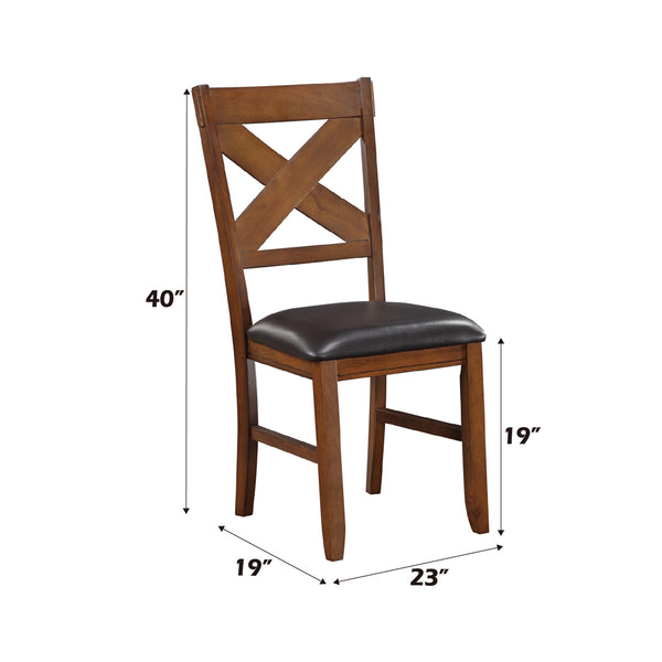 ACME Apollo Espresso Synthetic Leather & Walnut Side Chair (Set-2) Model 70003