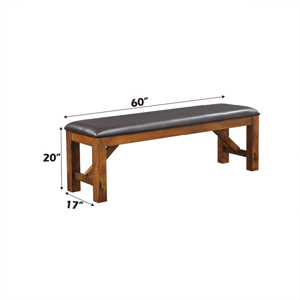 ACME ApoLo Espresso Synthetic Leather & walnut Bench Model 70004