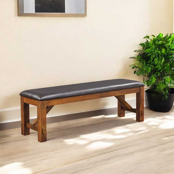 ACME ApoLo Espresso Synthetic Leather & walnut Bench Model 70004