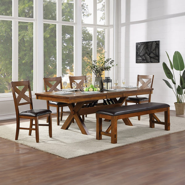 ACME ApoLo Espresso Synthetic Leather & walnut Bench Model 70004