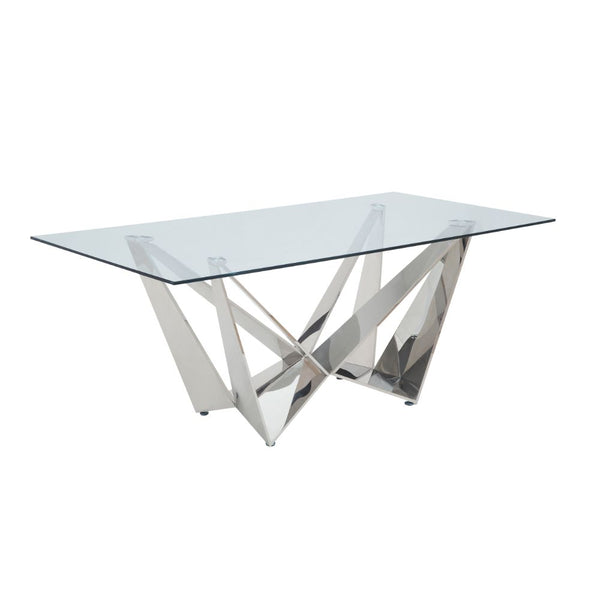 ACME Dekel Clear Glass & Stainless Steel Dining Table Model 70140