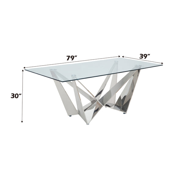 ACME Dekel Clear Glass & Stainless Steel Dining Table Model 70140
