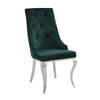 ACME Dekel Green Fabric & Stainless Steel Side Chair (Set-2) Model 70142