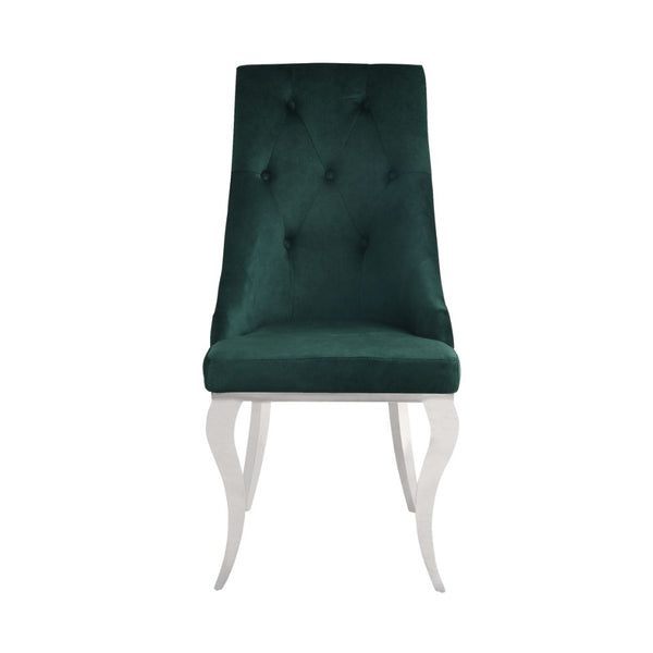 ACME Dekel Green Fabric & Stainless Steel Side Chair (Set-2) Model 70142