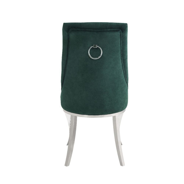 ACME Dekel Green Fabric & Stainless Steel Side Chair (Set-2) Model 70142