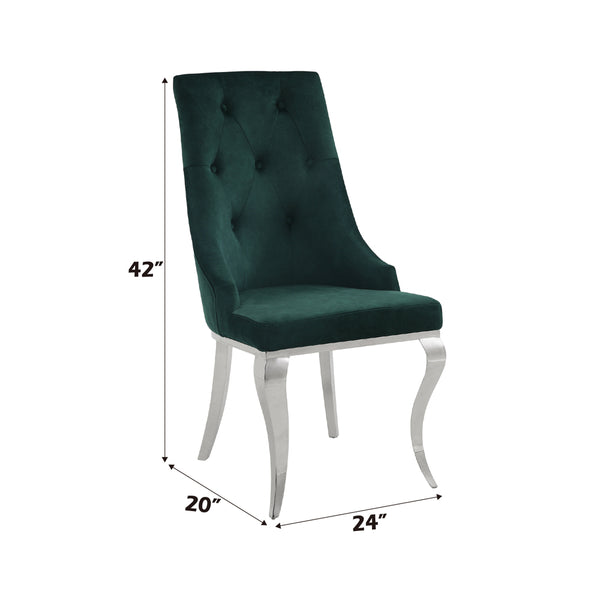 ACME Dekel Green Fabric & Stainless Steel Side Chair (Set-2) Model 70142
